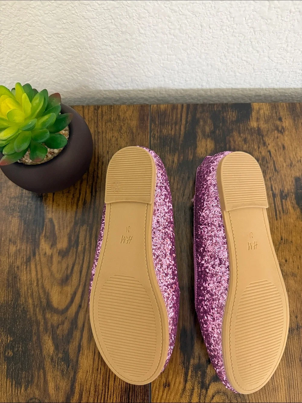 H&M • Girls Pink Glitter Princess Repunzel Ballet Flats